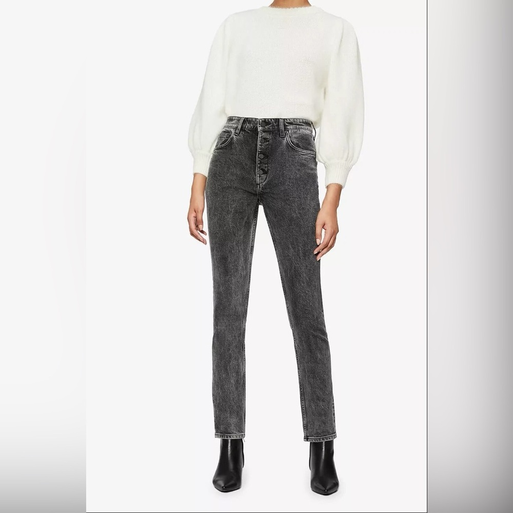 Anine Bing “Frida” High-Rise Button Fly Jeans — Charcoal — Size 27